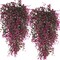 Artificial Hanging Plants 4pcs 33Inch Faux Eucalyptus Leaves Ivy Swag Plant UV Resistant Fake Plastic Greenery Indoor Outdoor Home Garden Office Christmas Xmas Party Spring Decor(Purple Red)